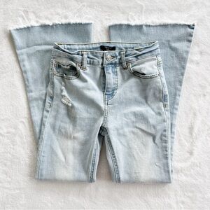 Distressed flare jeans